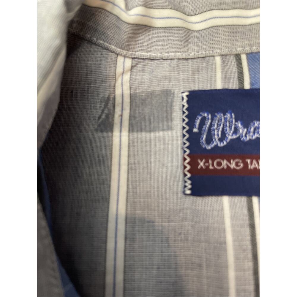Wrangler Western Shirt Mens L-16.5-Blue Gray Pearl Snap Cowboy 90s-X Long-Vntg - Picture 8 of 11